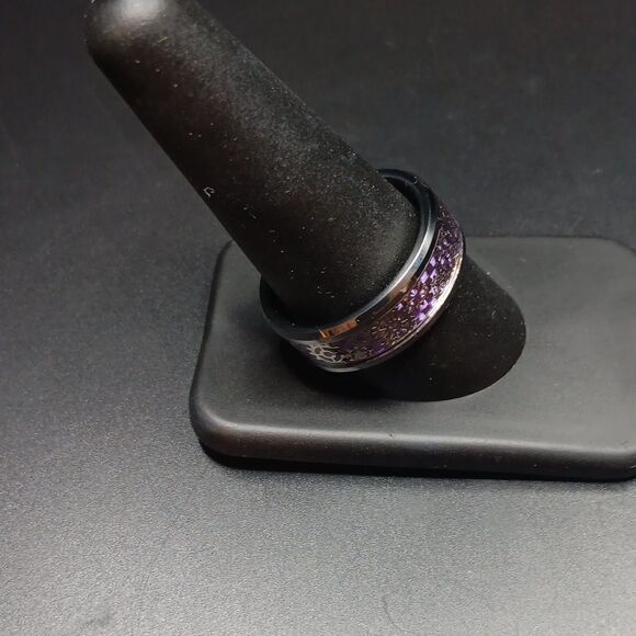 ITungsten Purple & Silver Size 10 Men's Ring New - Picture 4 of 4